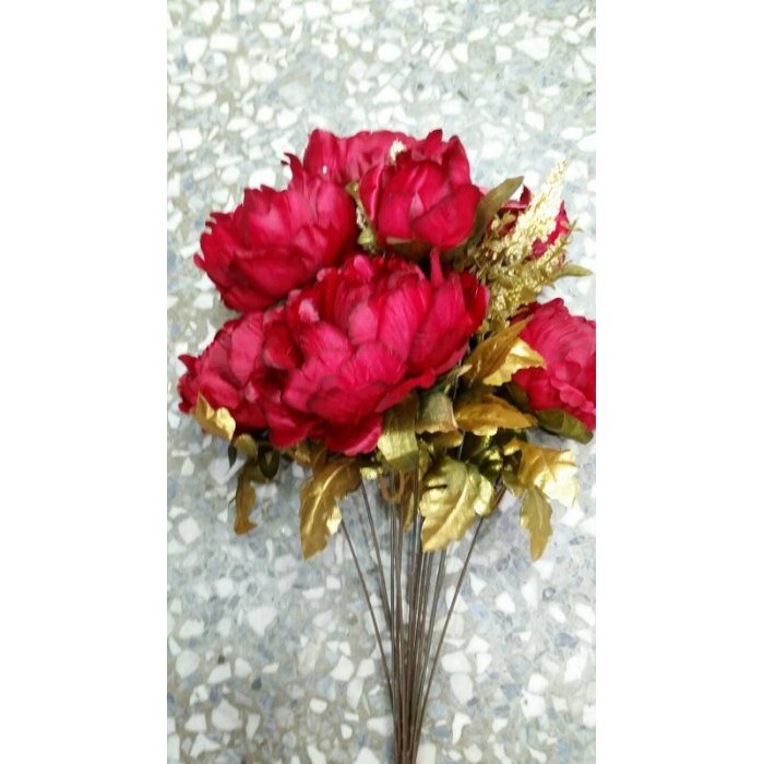 【台灣現貨速發】寶石亮片紅牡丹花