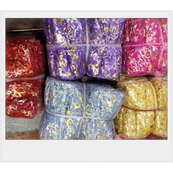 【台灣現貨速發】7*9公分印金玫瑰//愛心-喜糖紗袋