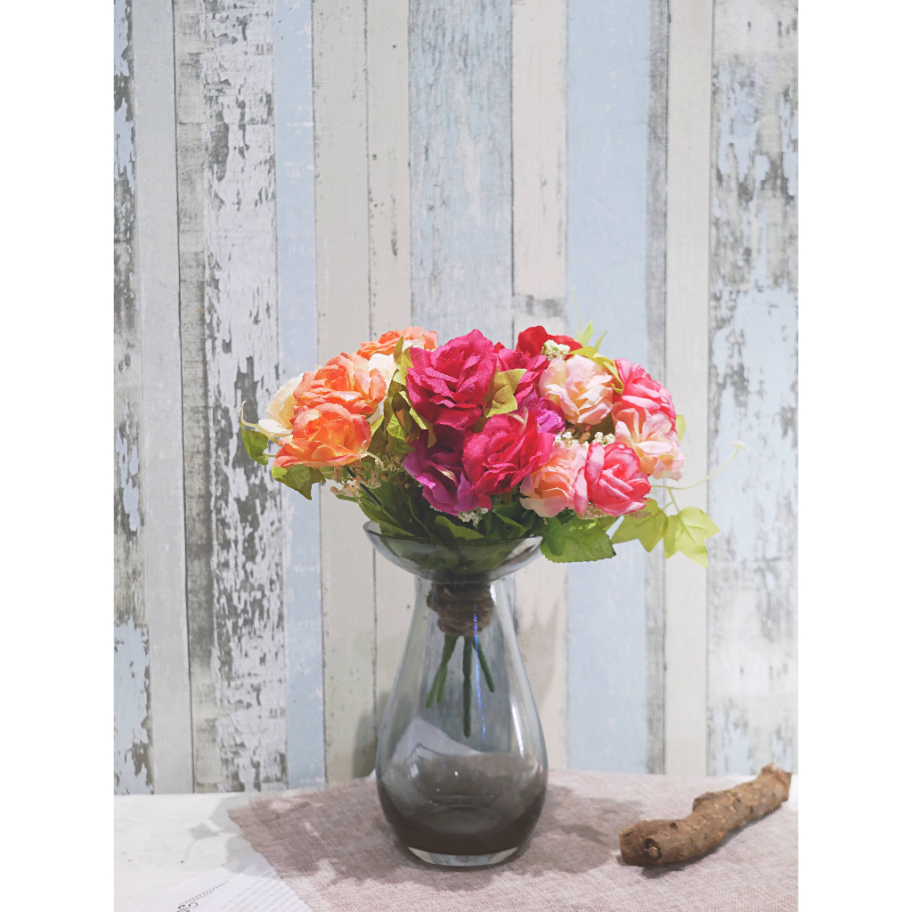 【台灣現貨速發】6朵人造玫瑰花 仿真玫瑰｜仿真花 人造花 塑膠花 玫瑰