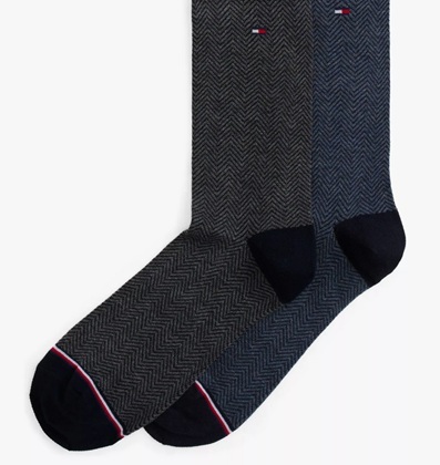 [S] TOMMY HILFIGER BLACK 69J9269 2PACK TROUSER SOCK, 197232067892 (STH1245)