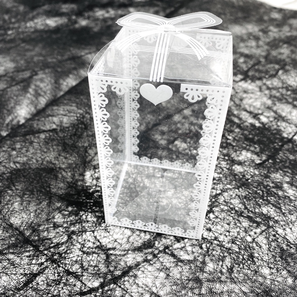 寬6*6*高10公分長方形 PVC花邊透明盒系列