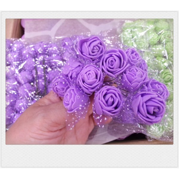 【台灣現貨速發】PE包紗小玫瑰花｜同色一包12把144朵｜ 仿真紗玫瑰 ＰＥ玫瑰