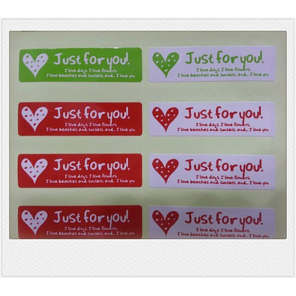 【台灣現貨速發】編號E104 ---Just  For  You小 長貼紙--48枚15元**有現貨