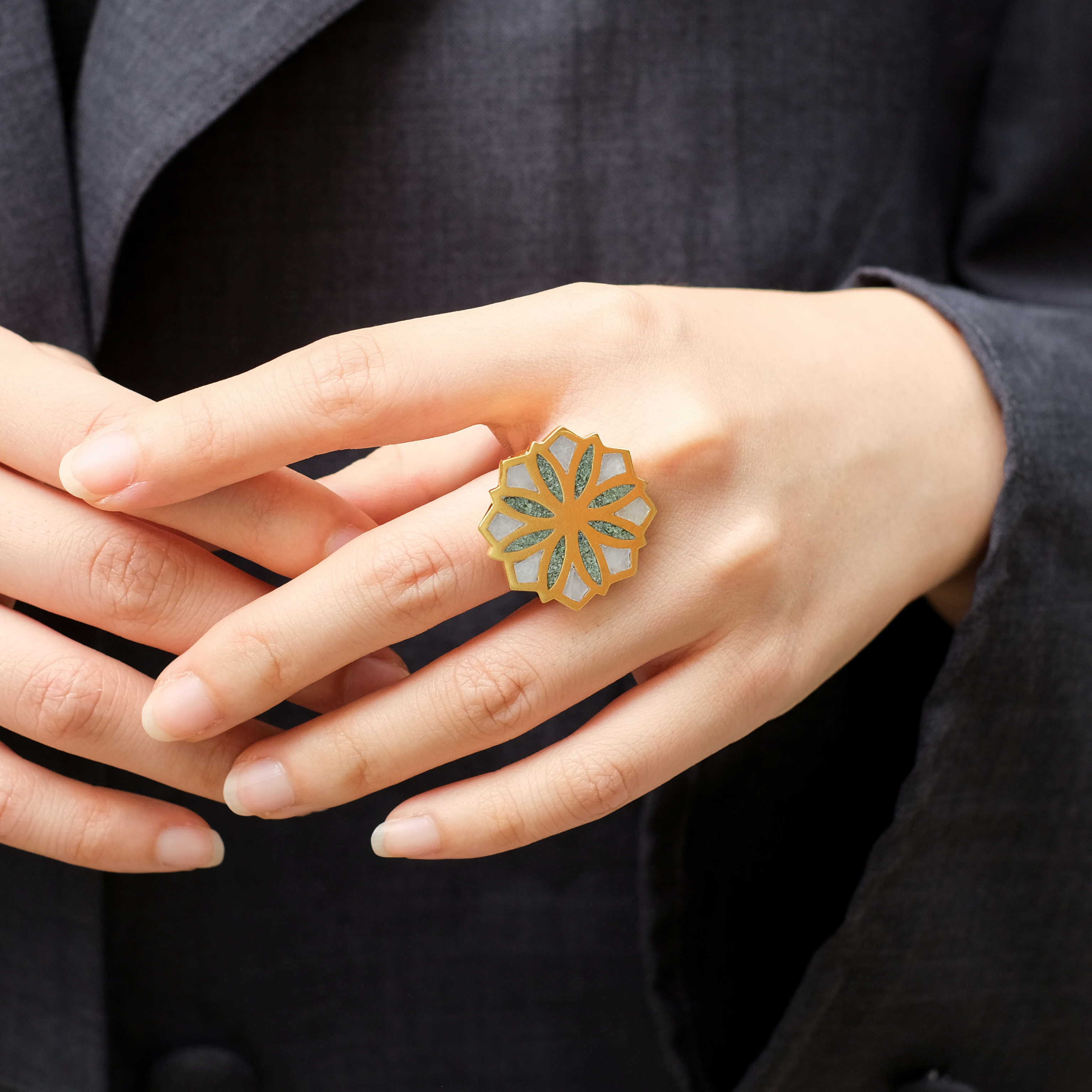 伊斯蘭金工｜Petals 綠松石戒指｜阿富汗