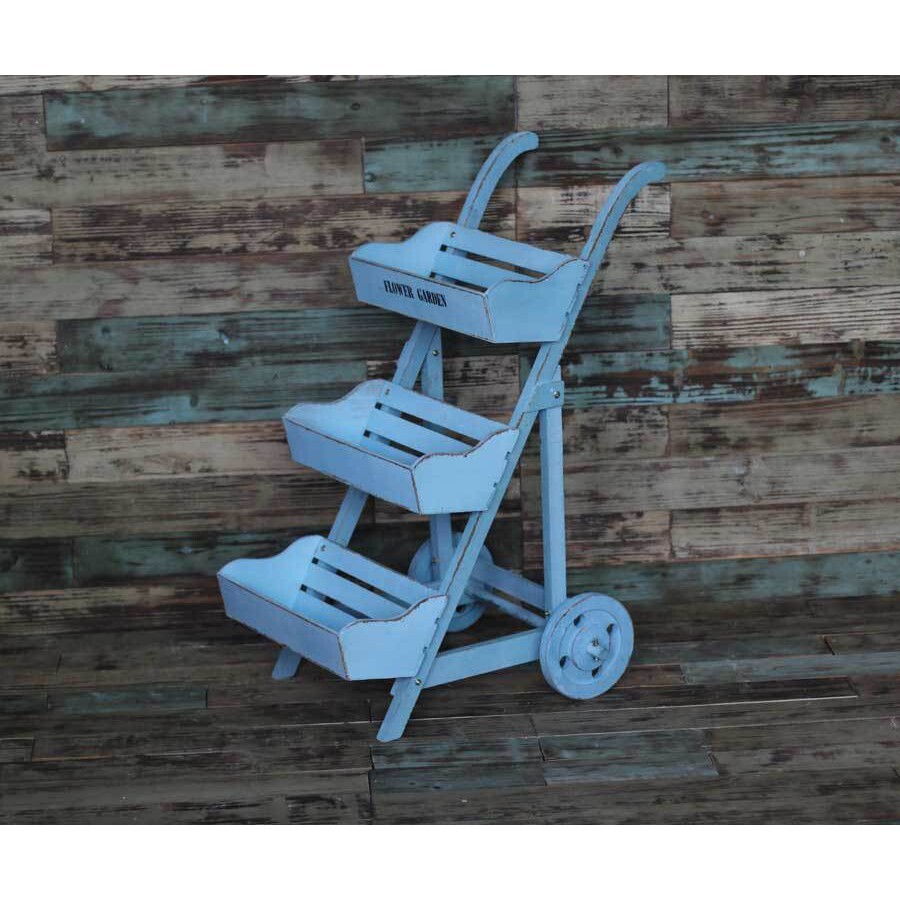 【台灣現貨速發】三層花架車 置物架 木製架 美式鄉村風