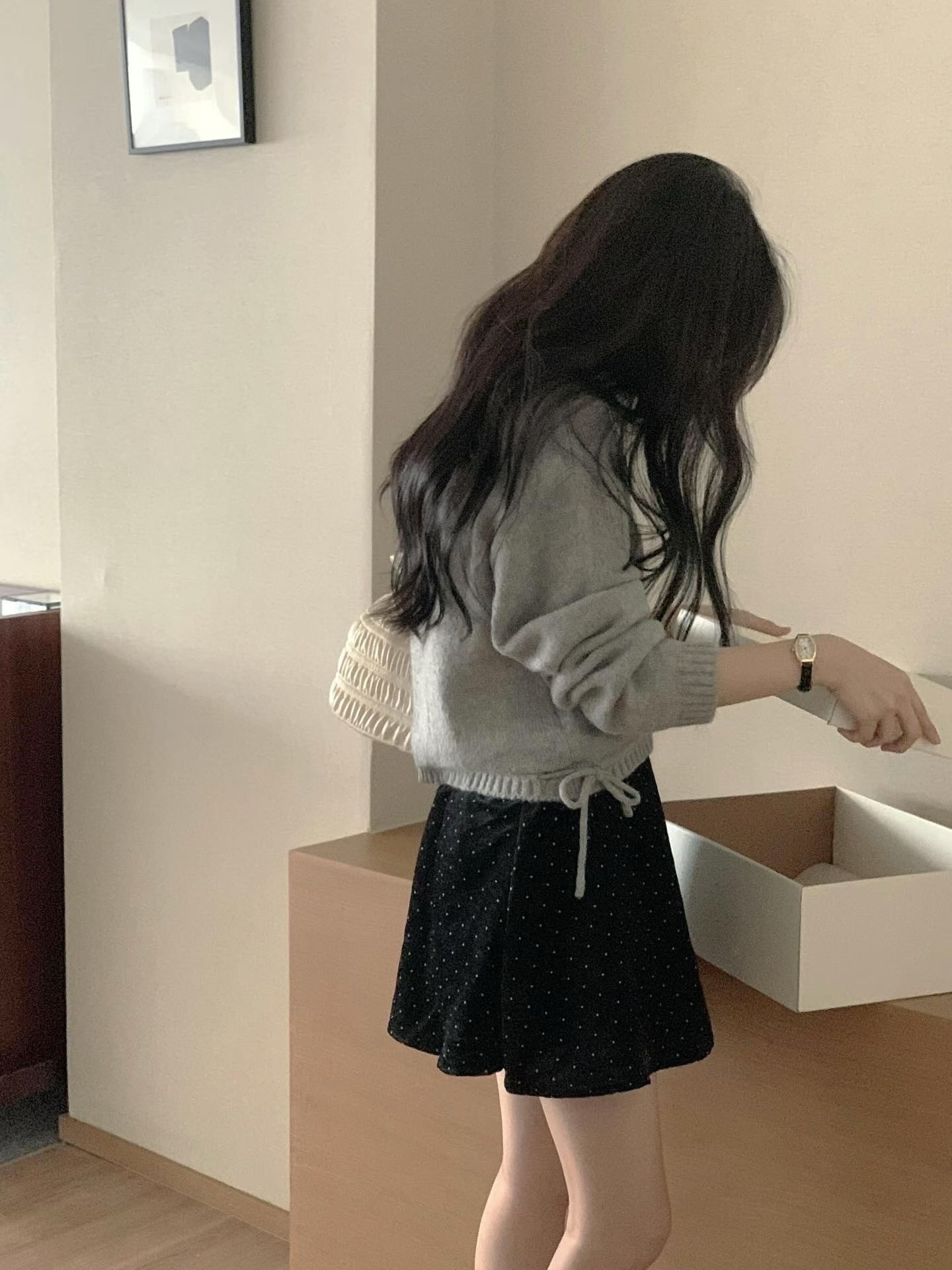 Chiffon ruffled alpaca knit