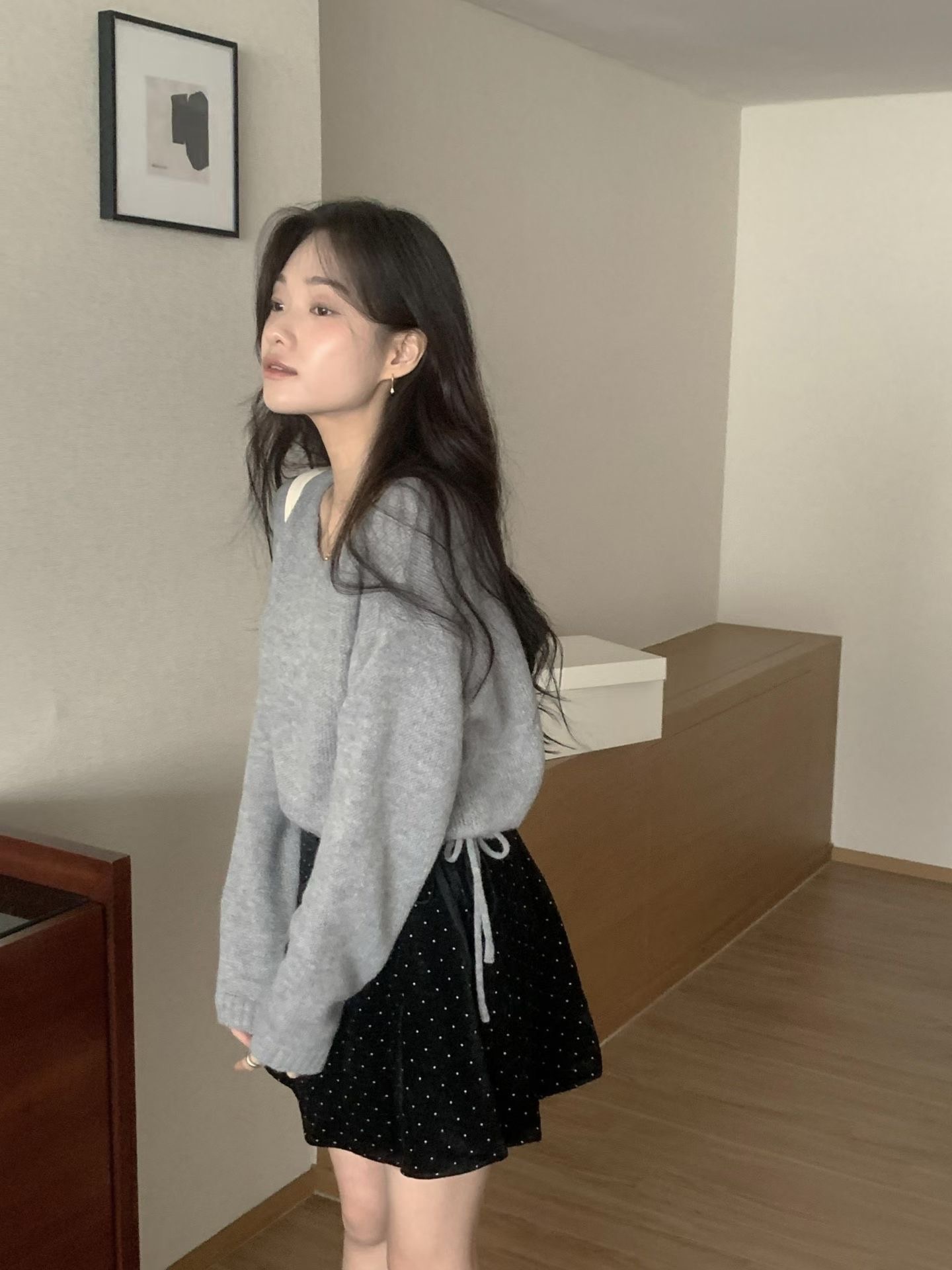 Chiffon ruffled alpaca knit