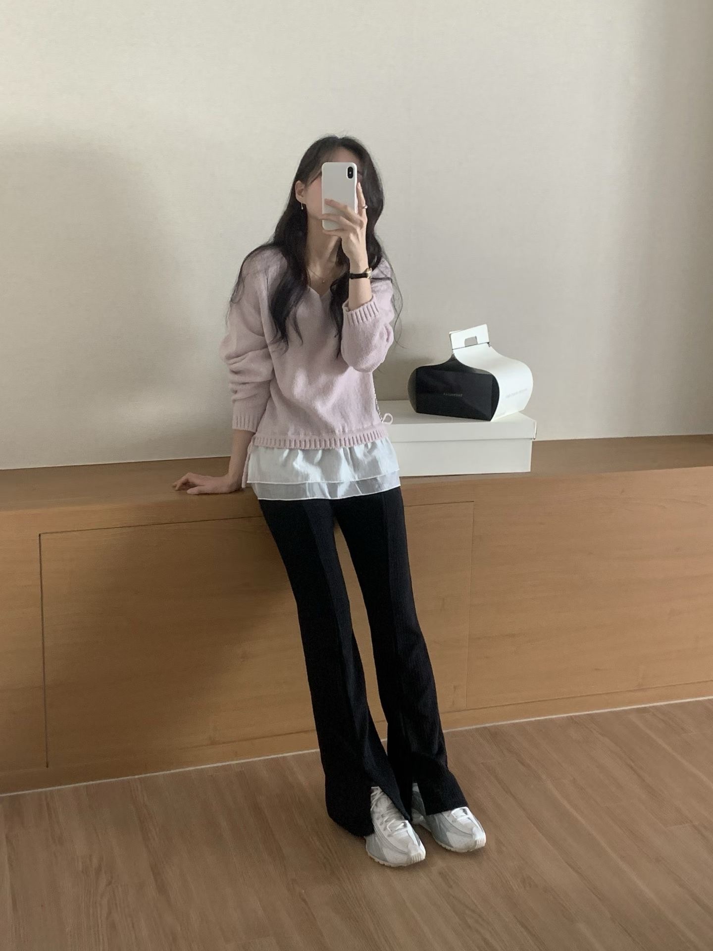 Ribbed skinny fit flared pants