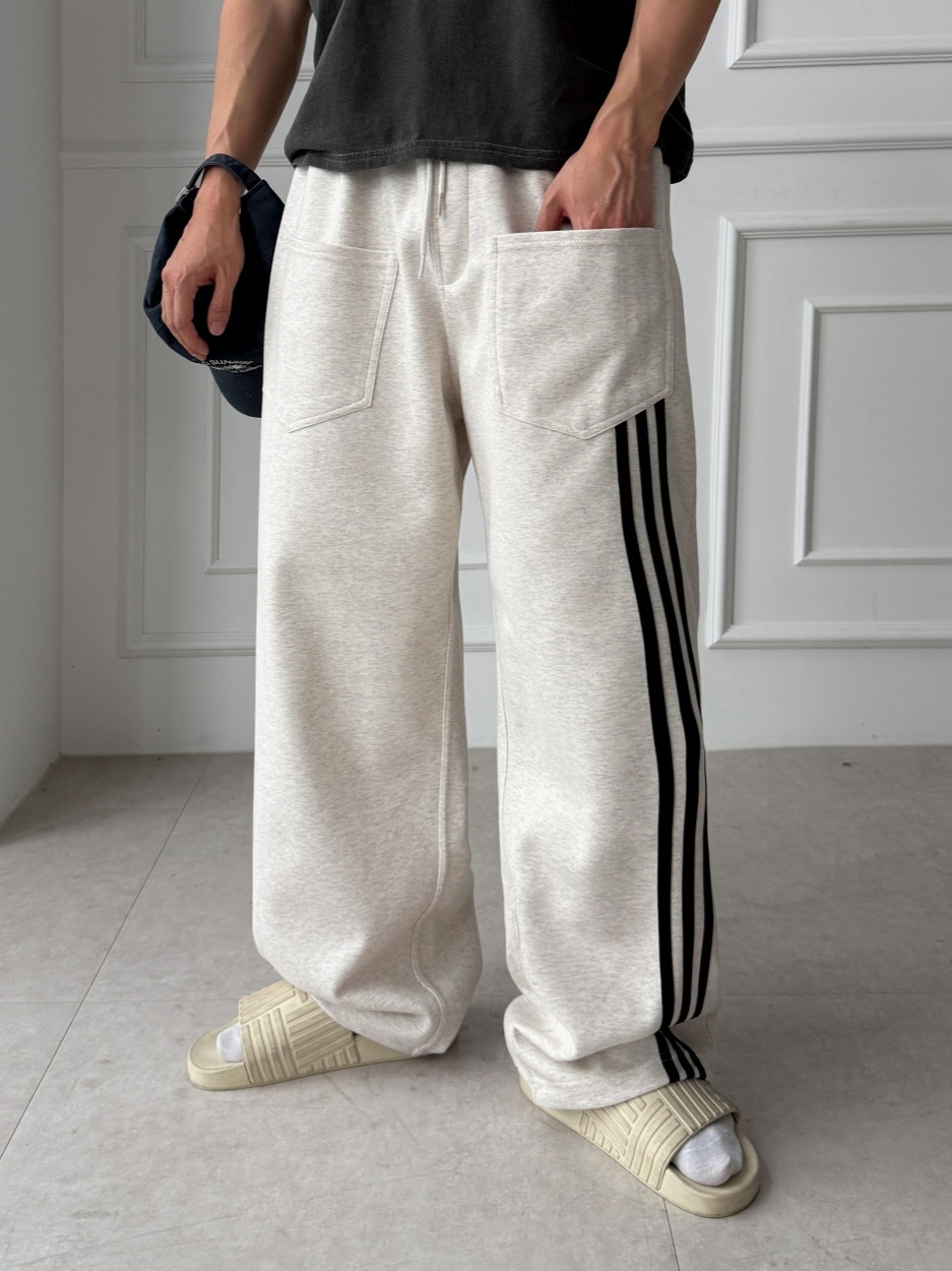 反向三條紋訓練褲棉褲