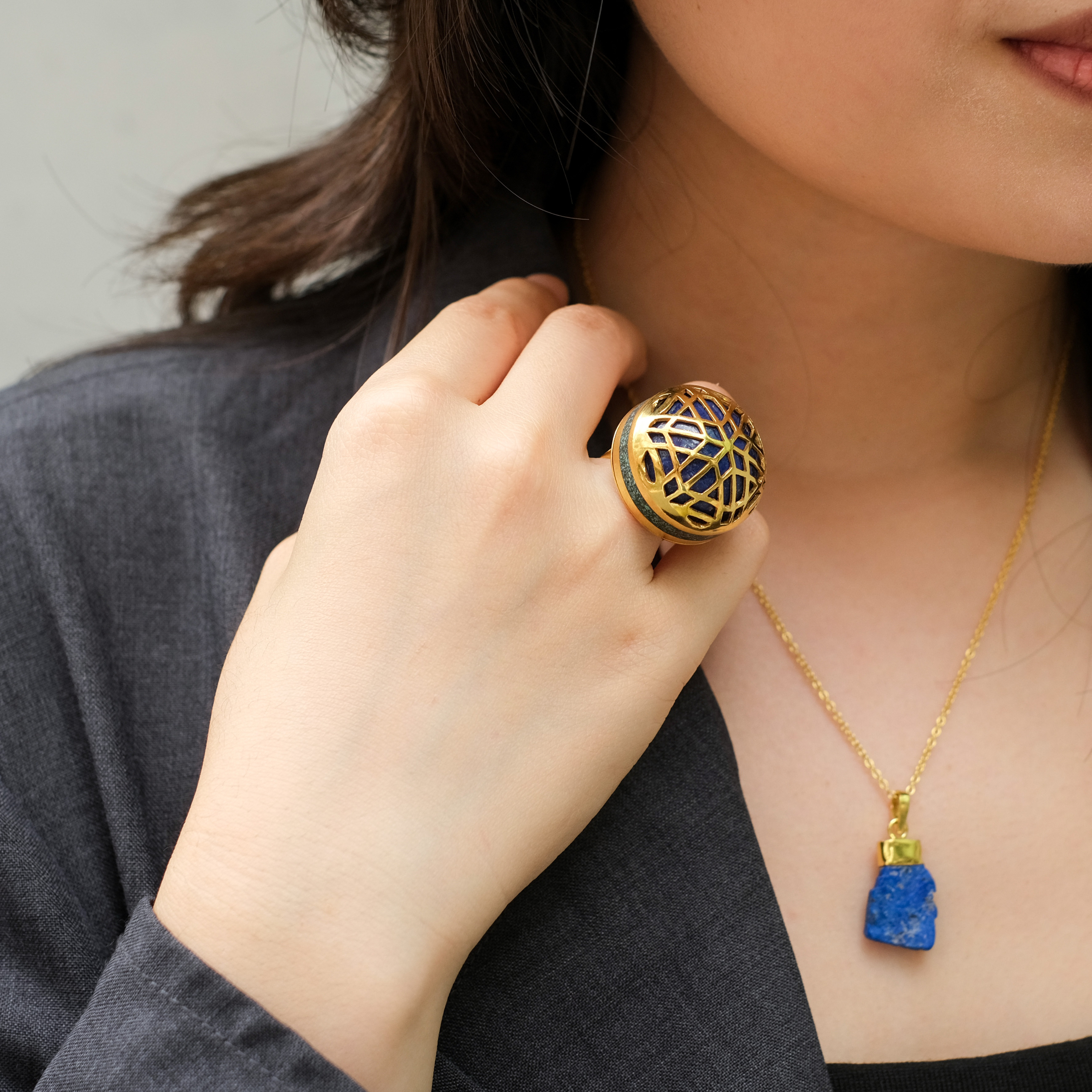 伊斯蘭金工｜Laila 青金石戒指｜阿富汗