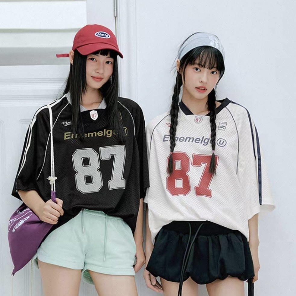 韓國 Mmlg 撞色 美式短袖球衣