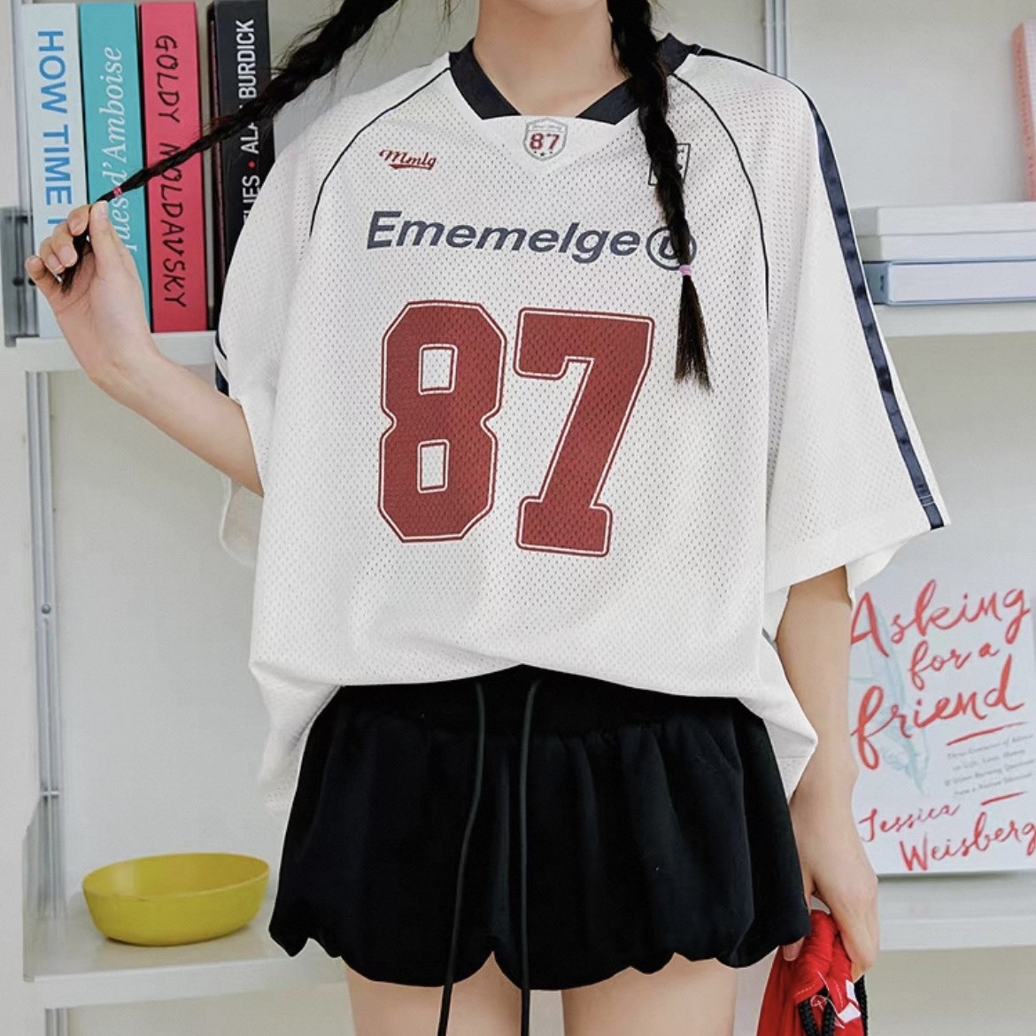 韓國 Mmlg 撞色 美式短袖球衣