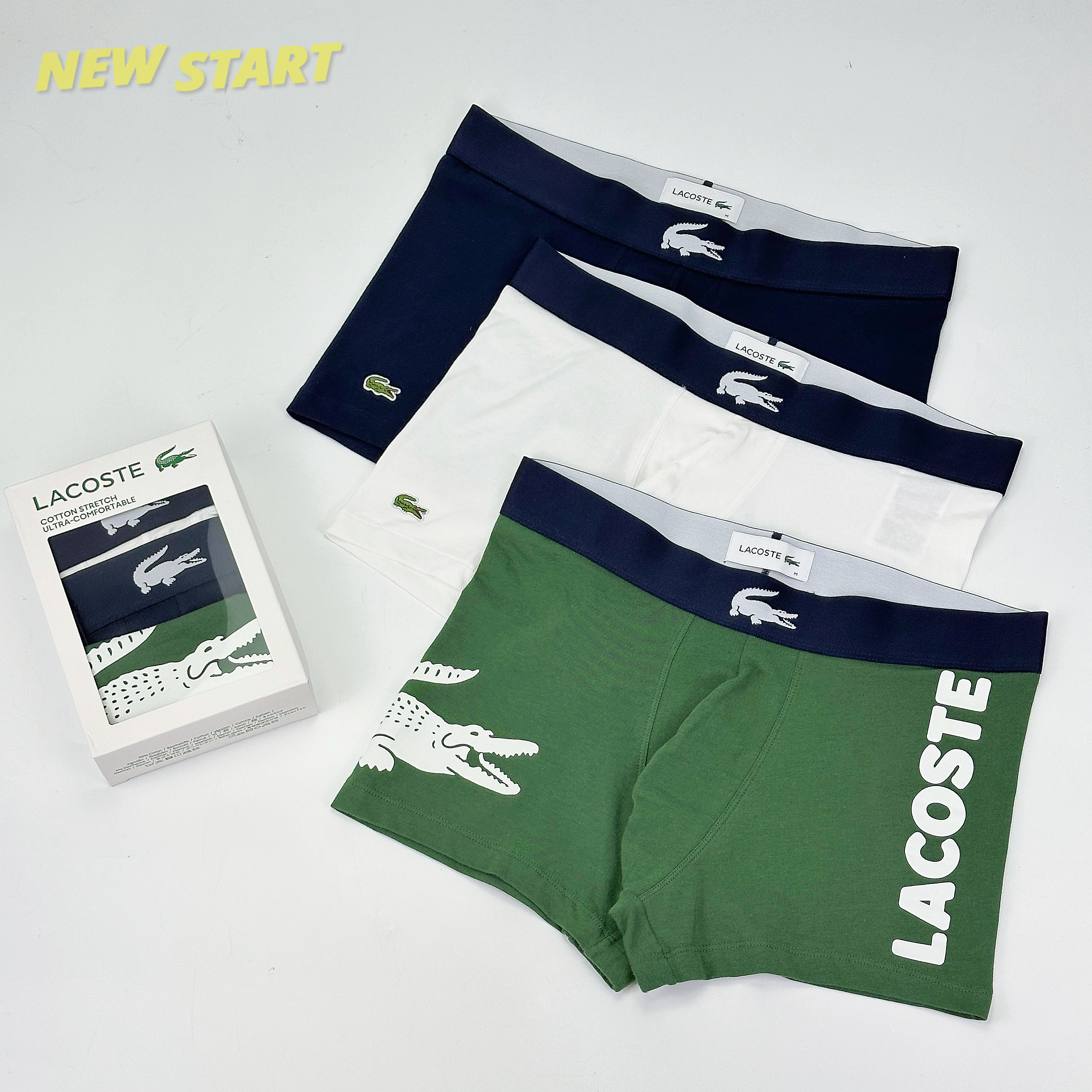 Lacoste 鱷魚 大Logo 四角褲 內褲 三件組 男生內褲