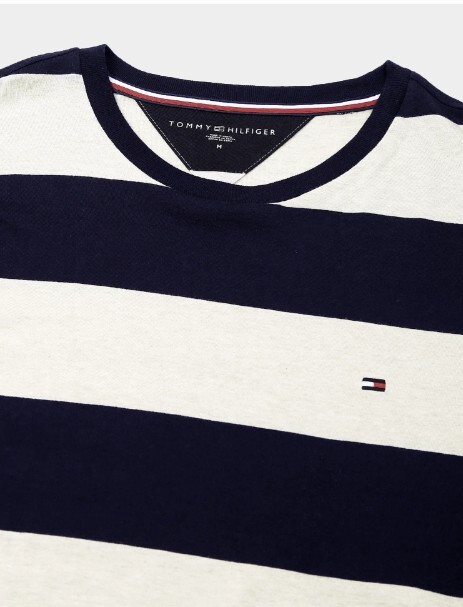 [S] TOMMY HILFIGER RUGBY STRIPE T-SHIRT,WHITE, 78JB116-100 (STH753)