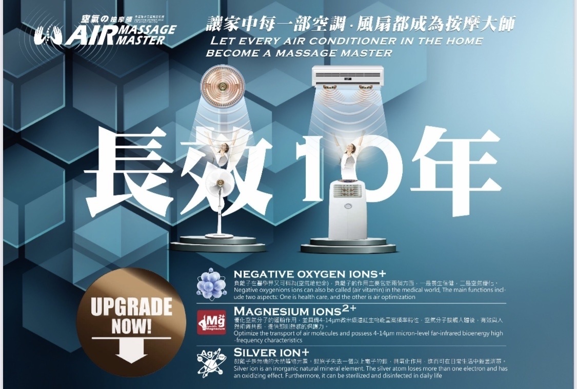 A15/A16/A17 W093006（風扇）健鎂力負氧離子空氣按摩體感裝置**10年長效**