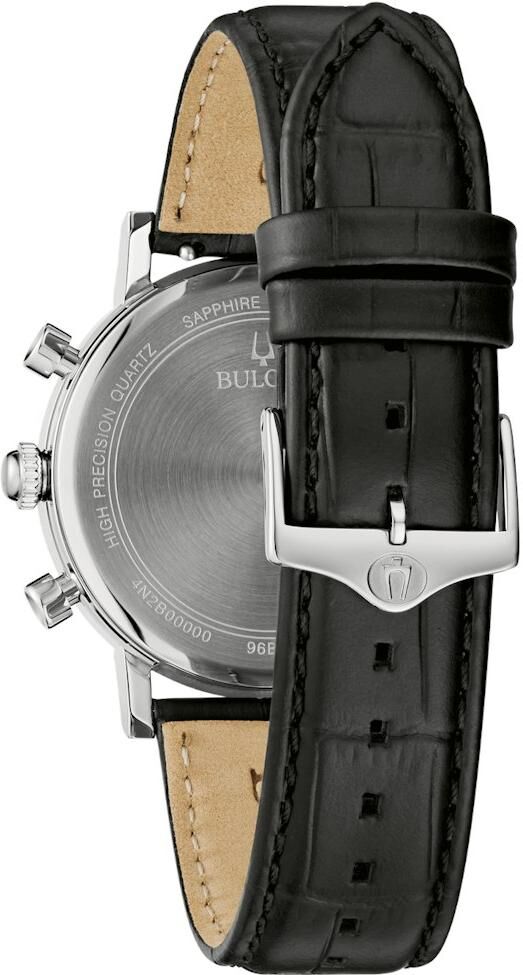 萬年鐘錶 - BULOVA 寶路華   天空藍三眼計時經典皮革男錶 96B456  錶徑39MM