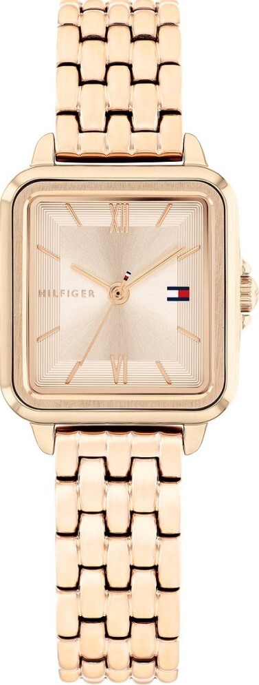 萬年鐘錶 - Tommy Hilfiger    玫瑰金方形不鏽鋼錶帶女錶  1782833 錶徑24MM