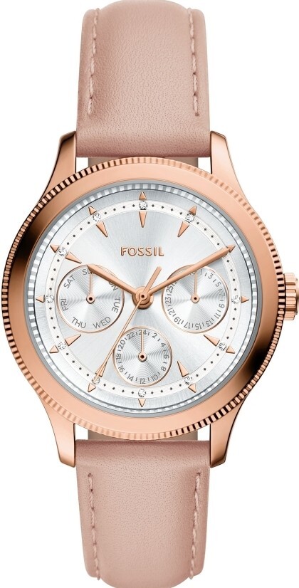 萬年鐘錶 - Fossi  時尚   粉色皮革玫瑰金三眼女錶 BQW8021 錶徑38MM