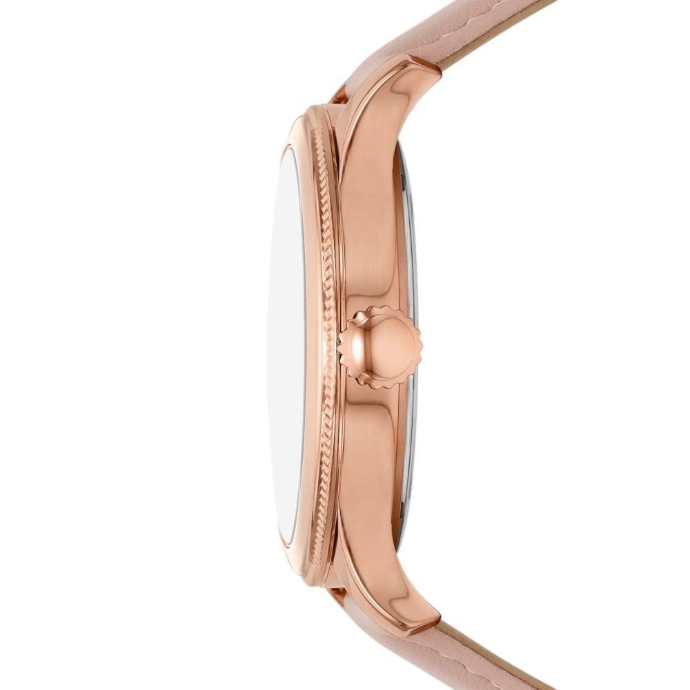 萬年鐘錶 - Fossi  時尚   粉色皮革玫瑰金三眼女錶 BQW8021 錶徑38MM