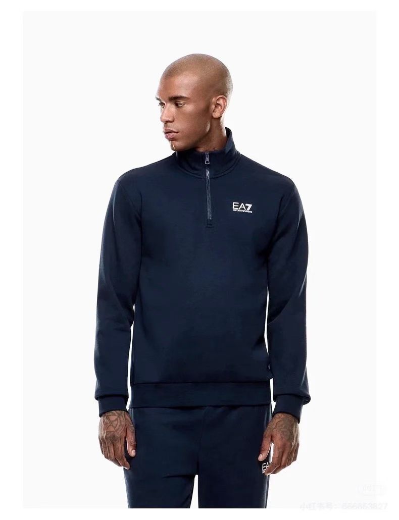 ARMANI 深藍色 男款 logo 衛衣