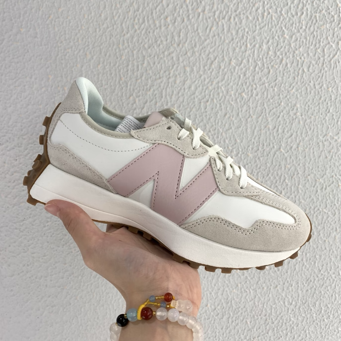 New Balance NB 327 莫蘭迪粉 粉白 復古麂皮 皮革 拼接 低筒休閒鞋