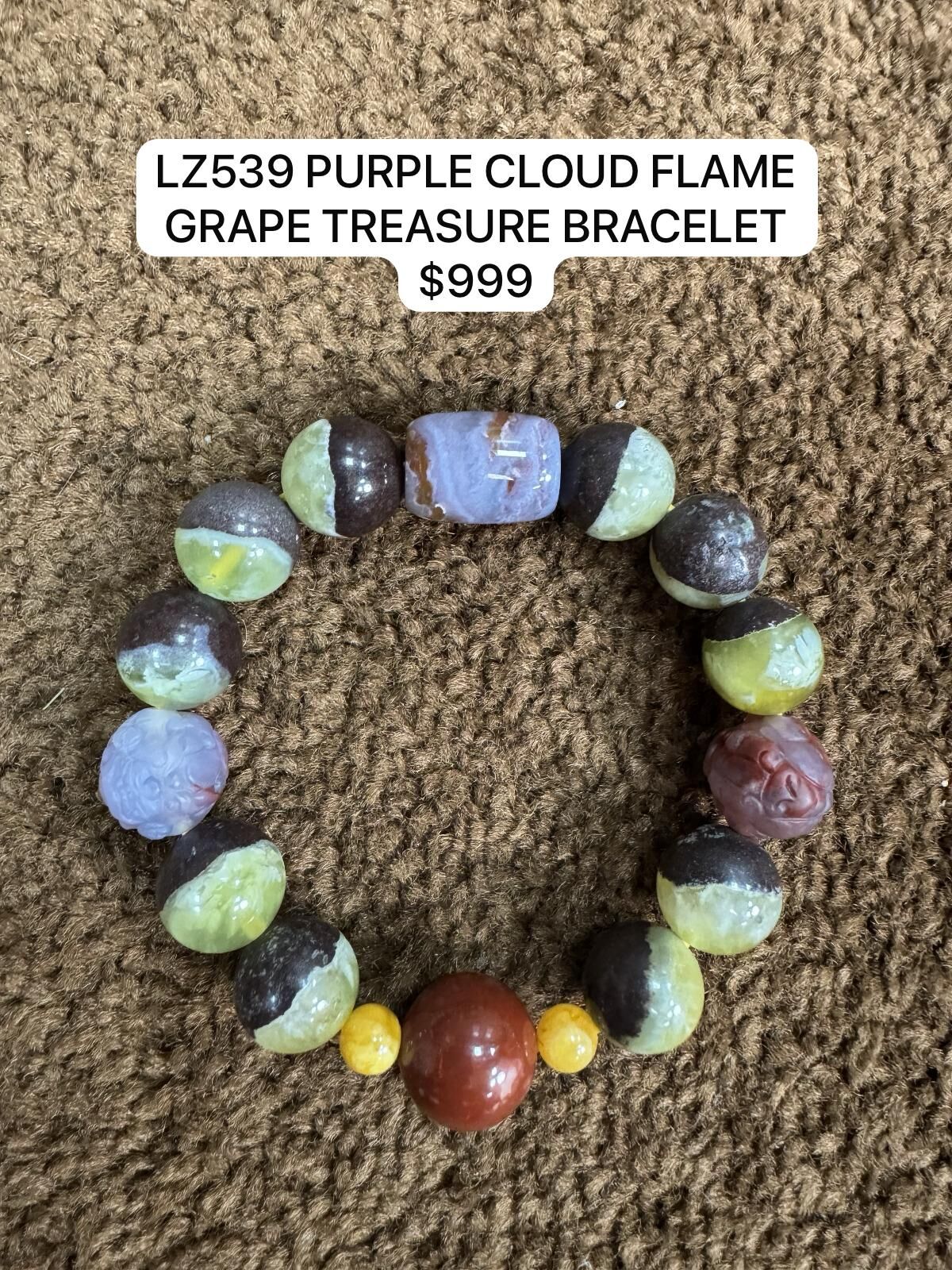 1 LZ539 PURPLE CLOUD FLAME GRAPE TREASURE BRACELET