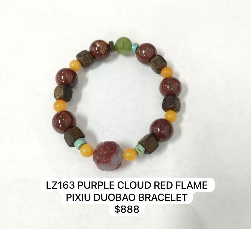 1 LZ163 PURPLE CLOUD RED FLAME PIXIU DUOBAO BRACELET