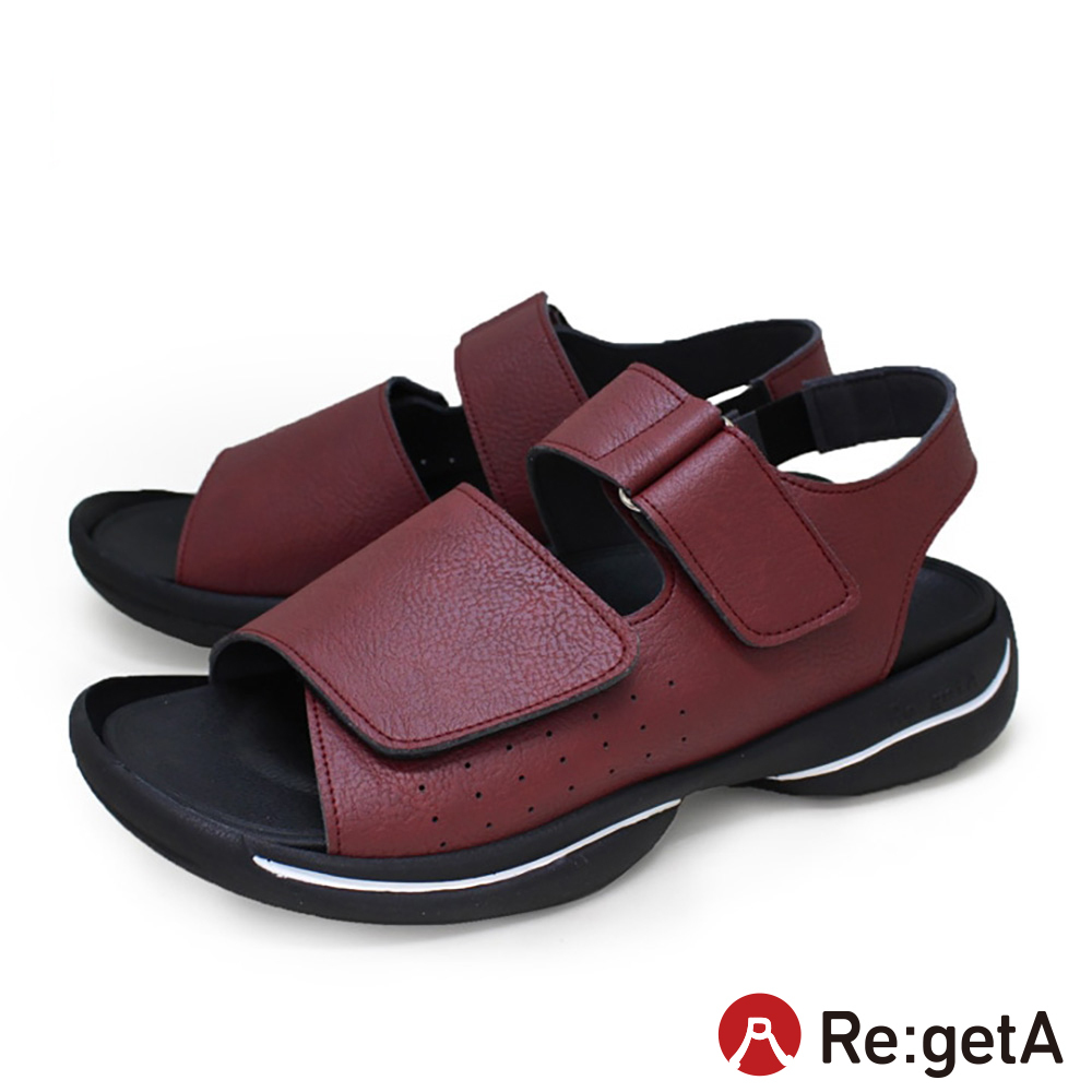 大阪樂步健康鞋 Re:getA輕量厚底魔鬼氈後帶涼鞋RE3090(RBR-磚紅色)
