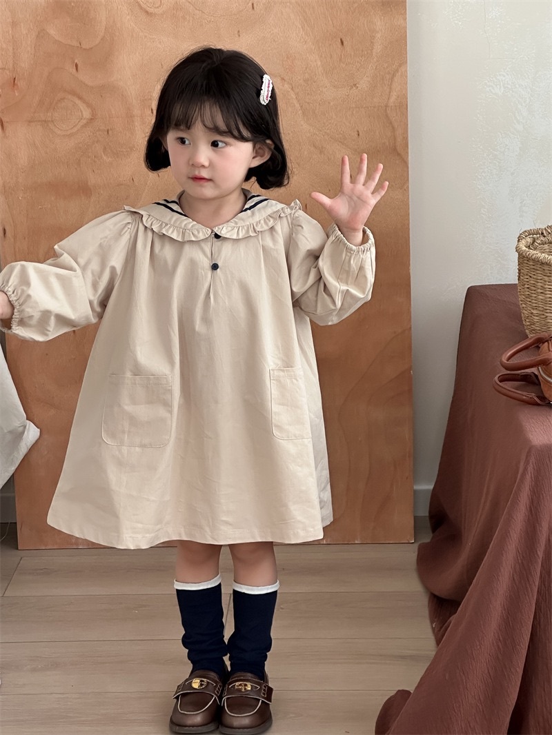 兩色海軍領花邊洋裝