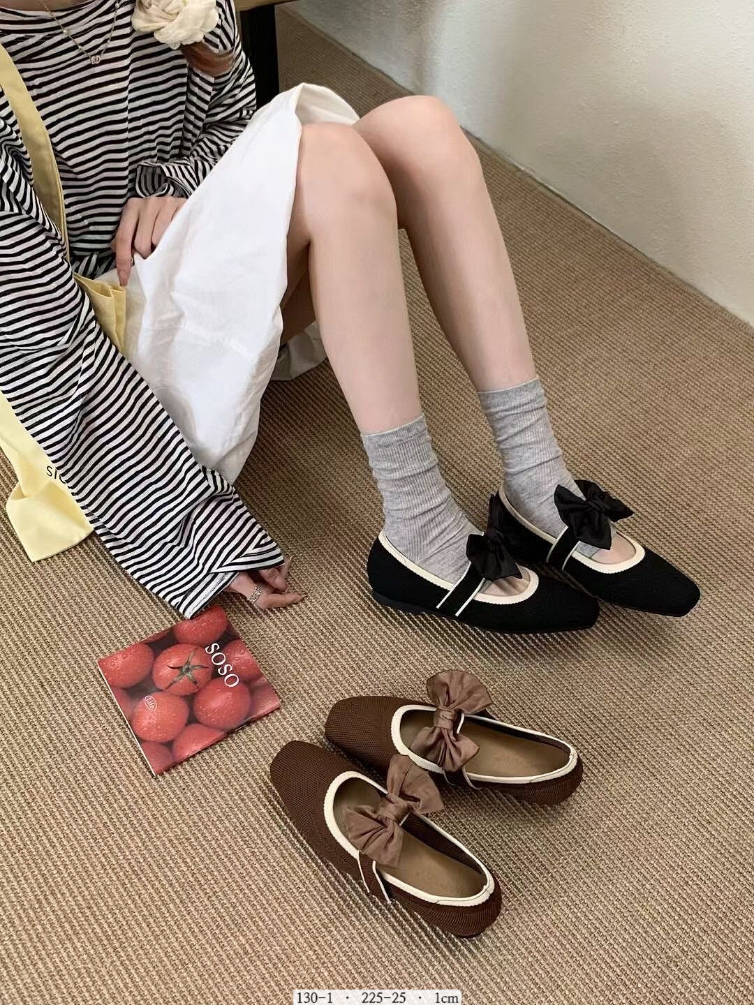 130-1韓國甜美蝴蝶結平底娃娃鞋