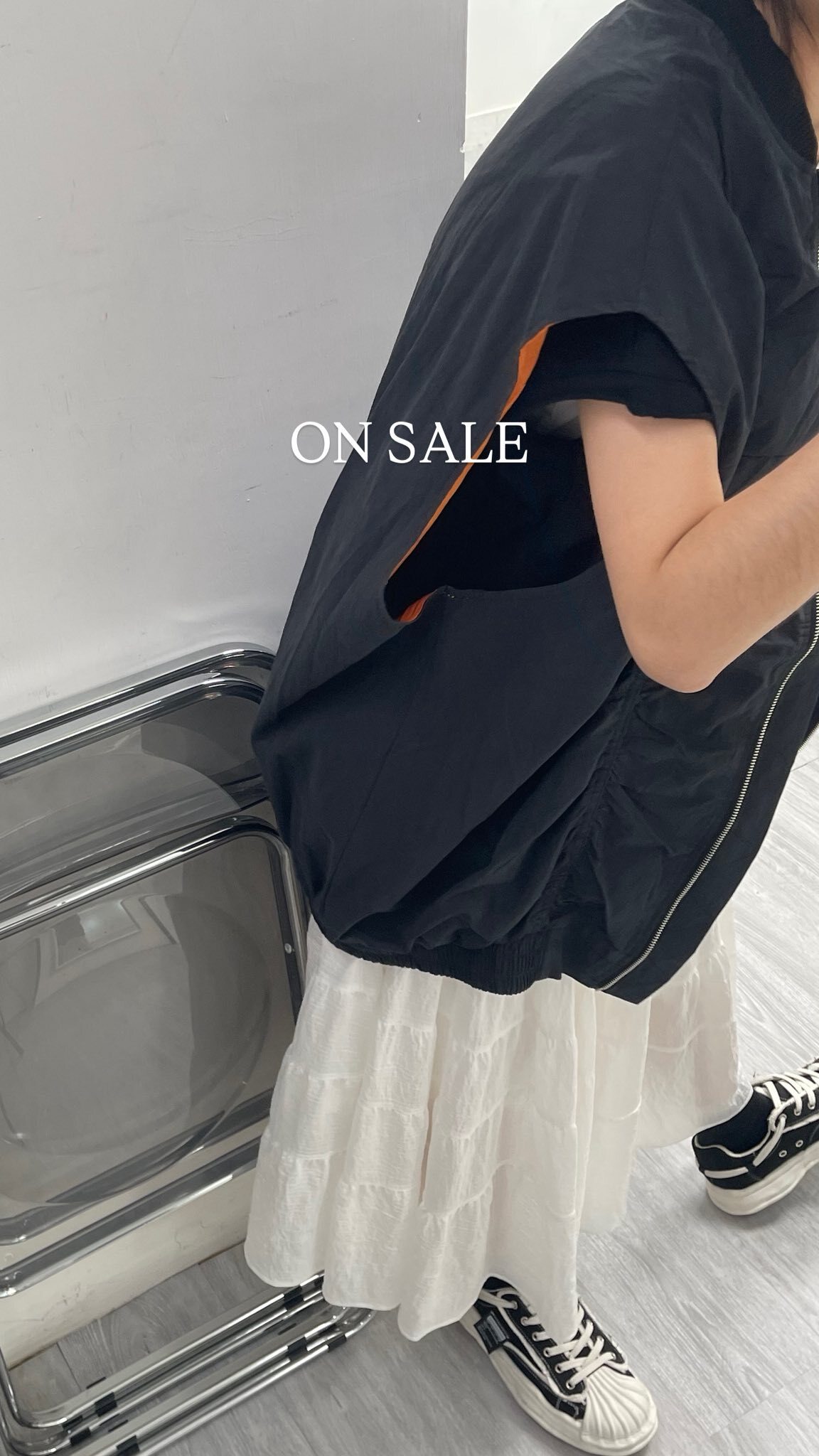 0212637a/皺褶背心外套　58/58/30