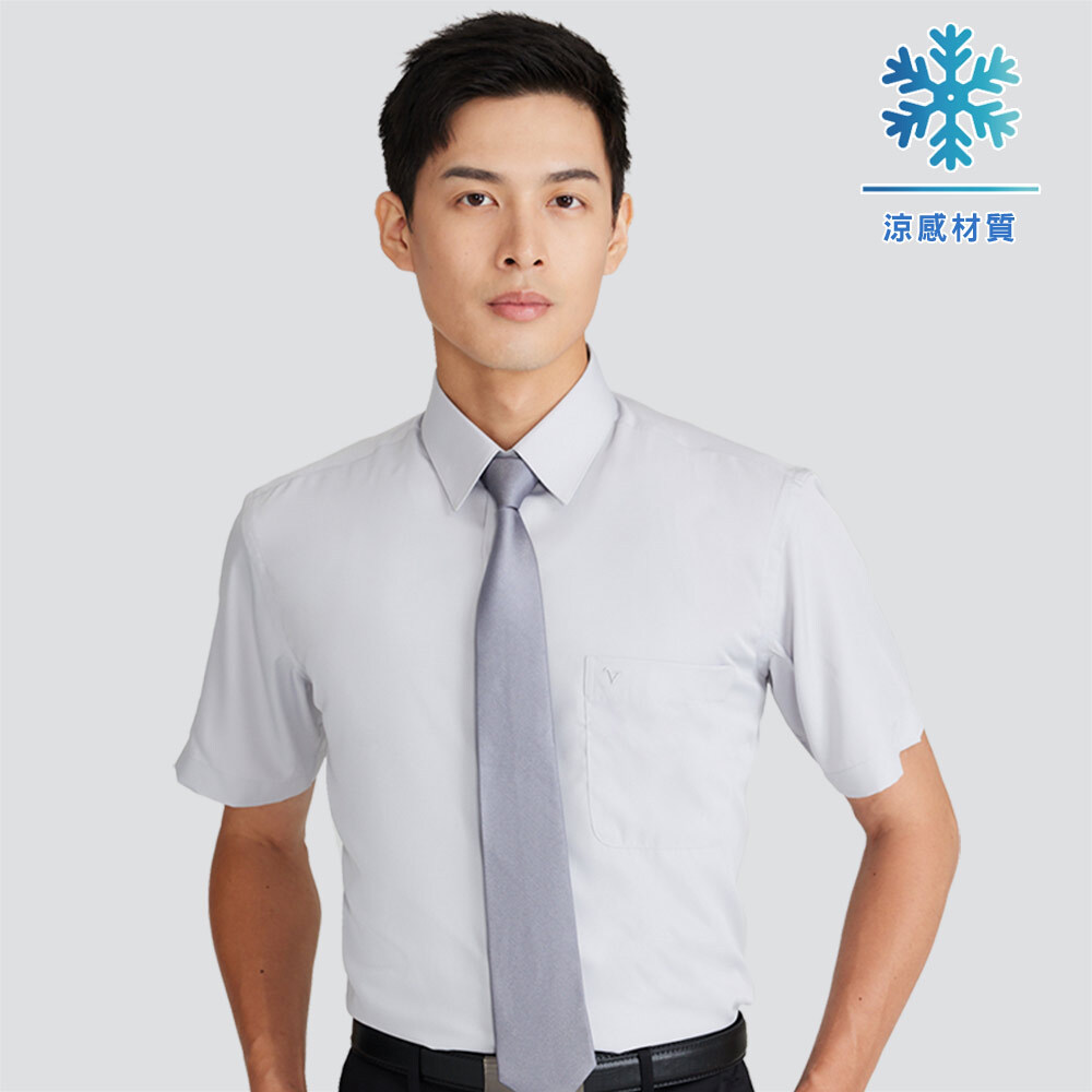 涼感吸排短袖襯衫-灰