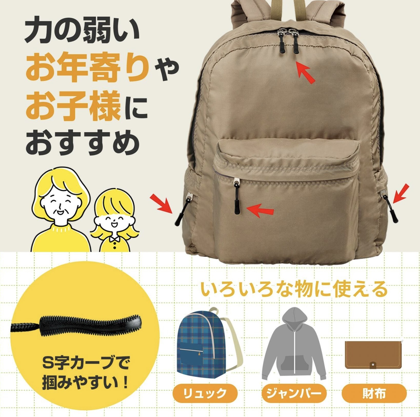 日本超熱銷商品！S型曲線設計方便抓握的拉鍊頭拉繩