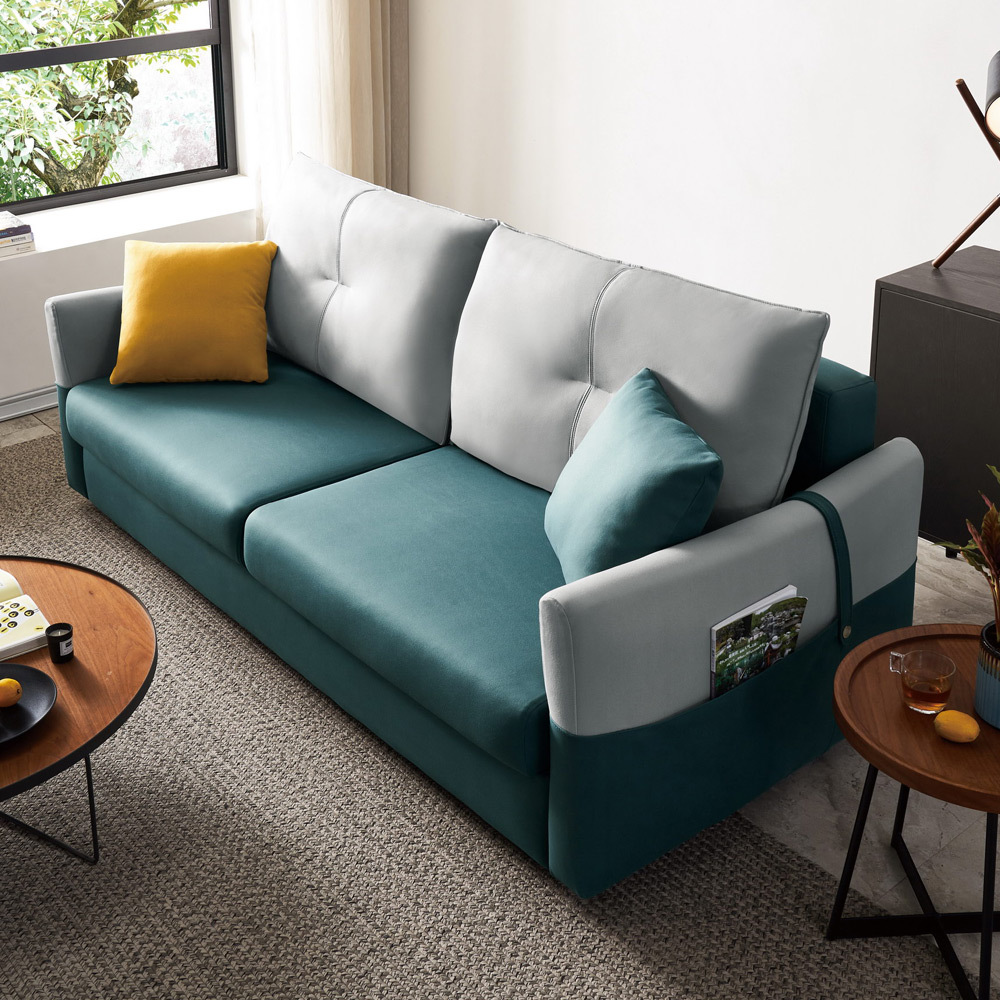 湯瑪斯多功能收納貓抓皮沙發床組/三人椅/三人座(贈抱枕)