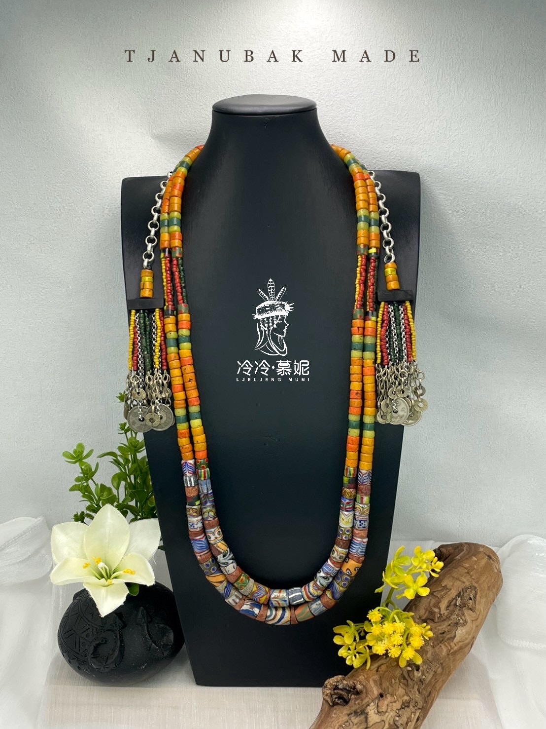 W-No.82傳統花珠兩條式複串長鍊80cm