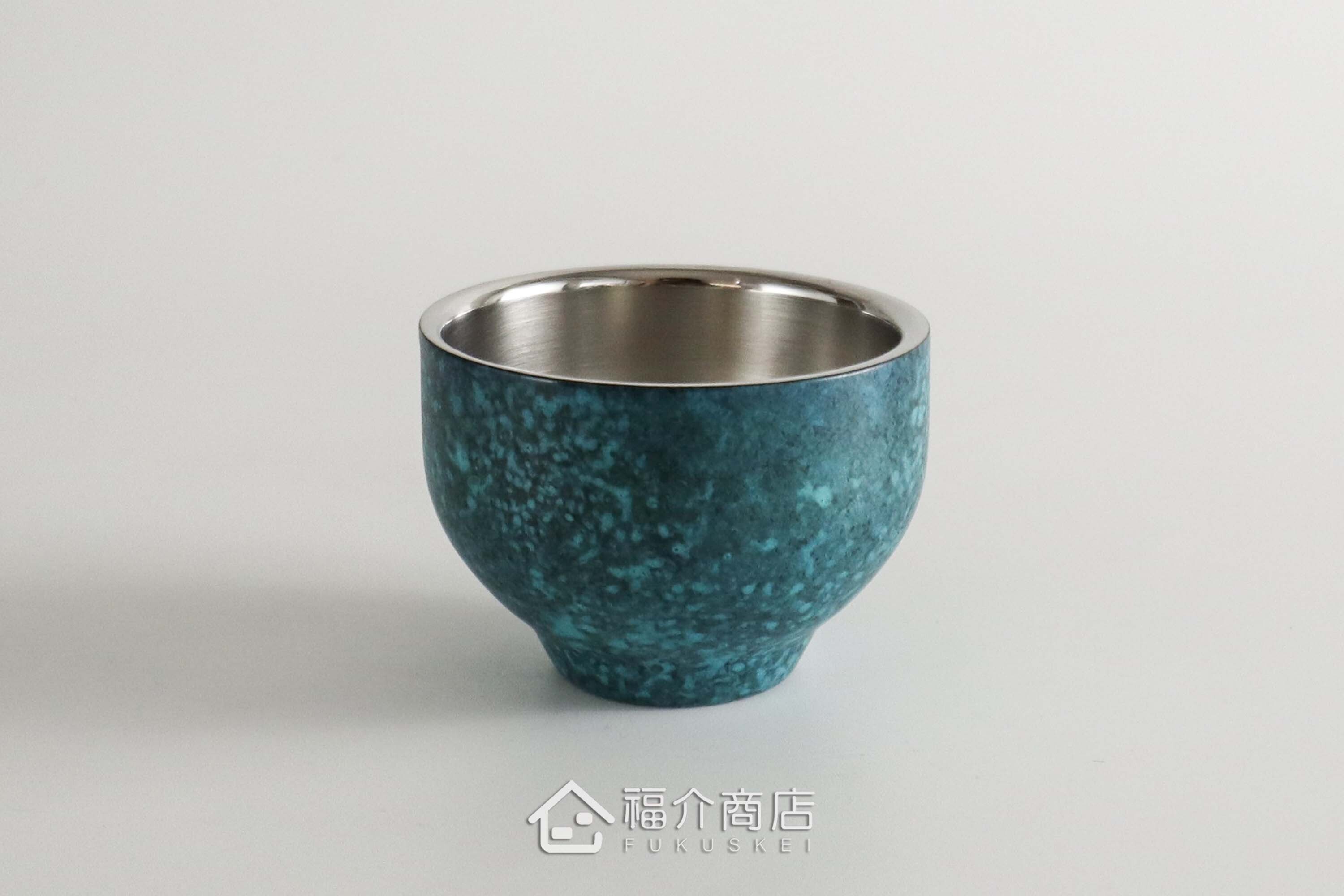 用於盛裝日本茶或清酒飲料用的星空藍造型不鏽鋼材質50ml雙層保溫杯