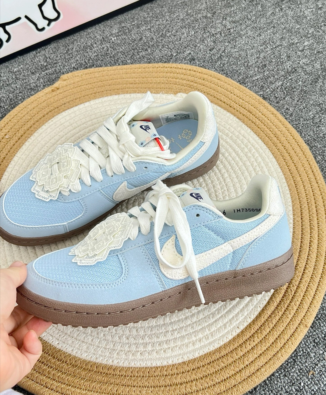 女鞋 NIKE W FIELD GENERAL 淡藍白 花 蕾絲 復古 焦糖底 休閒鞋【IH7350-402】