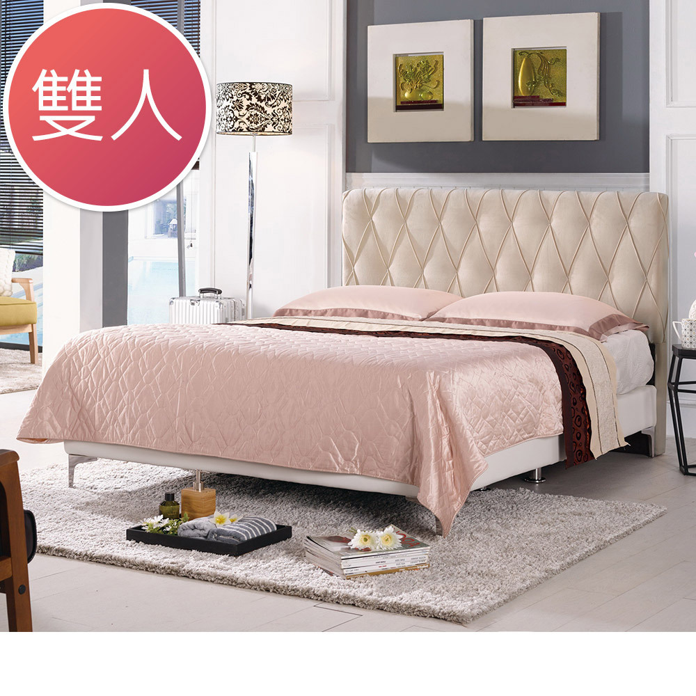 斯洛5尺米黃色雙人床組(不含床墊)