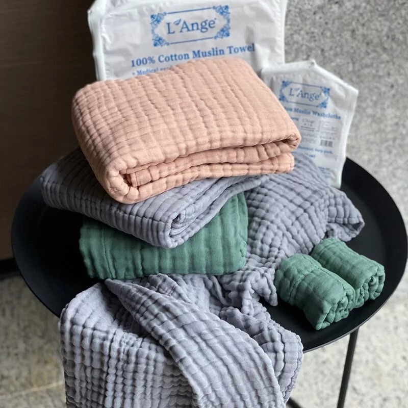 L'Ange 棉之境 9層純棉紗布浴巾/蓋毯 70x120cm (多色可選)