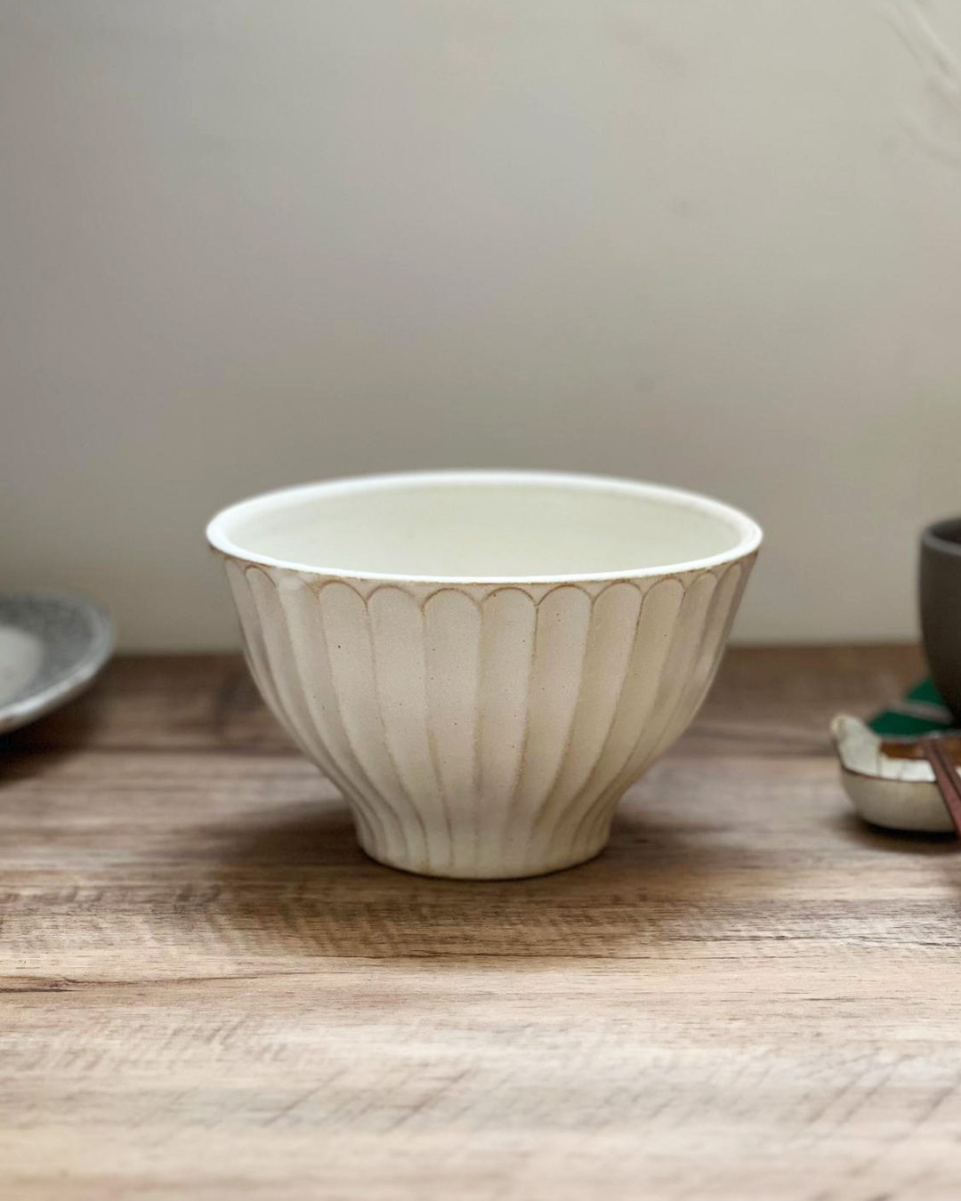 益子燒 17cm刻紋湯麵碗 ｜職人 若林健吾