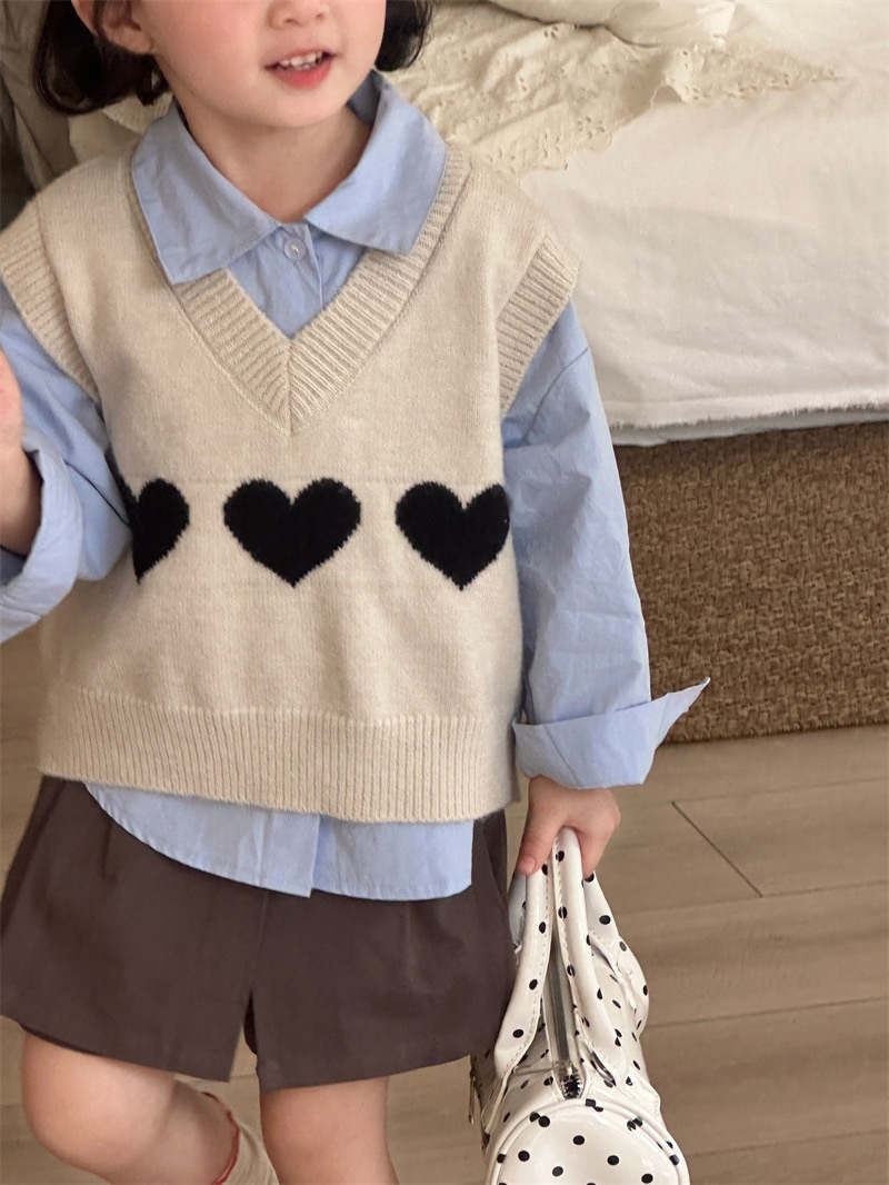 兩色撞色愛心針織背心
