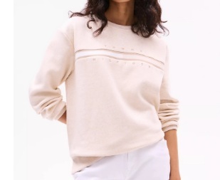 [S] TOMMY HILFIGER BEIGE FLAG LOGO CREWNECK SWEATSHIRT, XW04703-250 (STH1242)