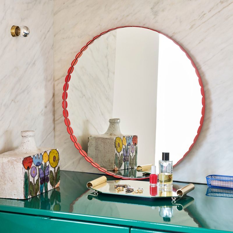 圓形 Arcs Mirror 鏡子，梳妝台裝飾效果展示