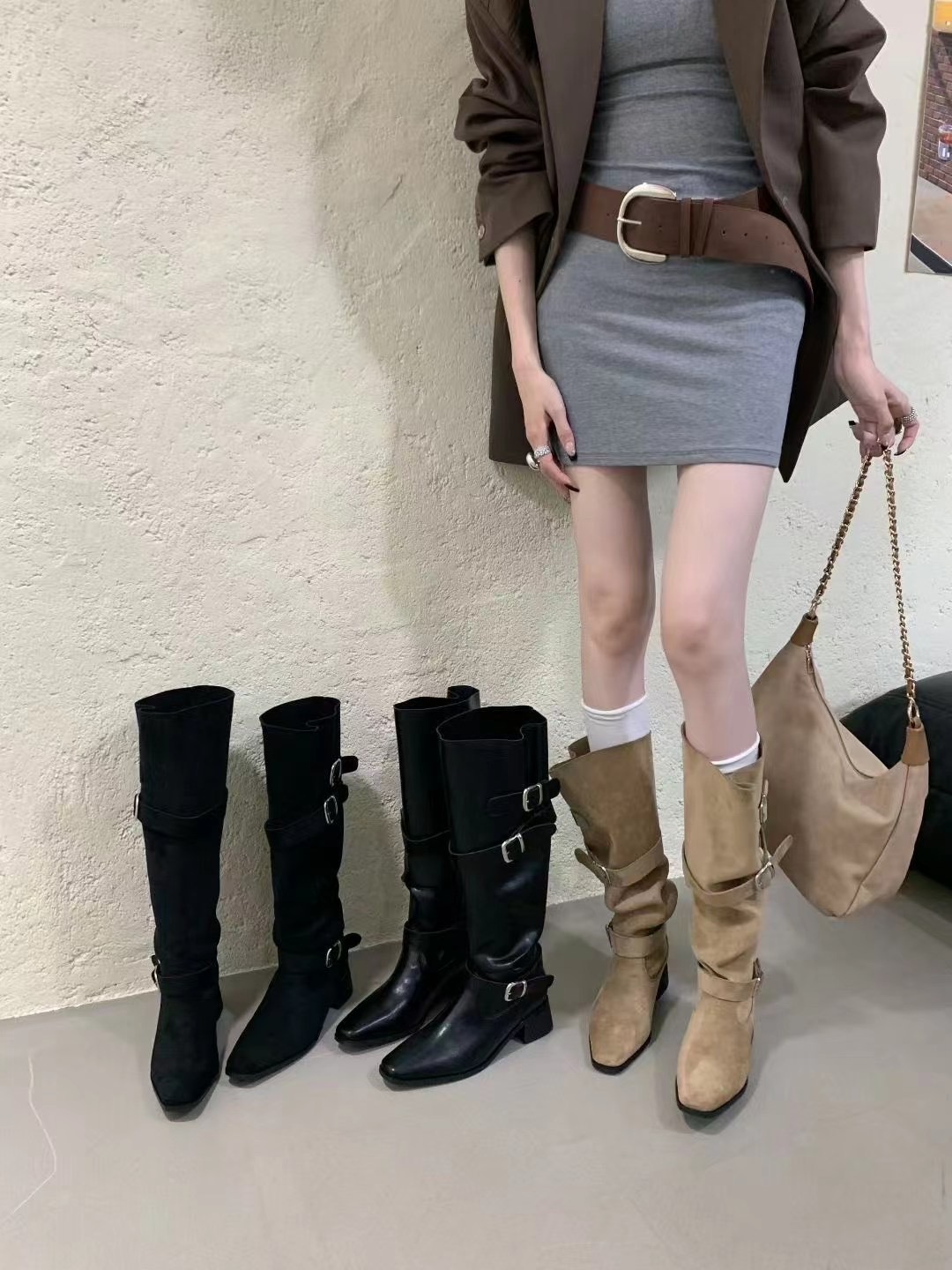 垂墜感三釦長靴