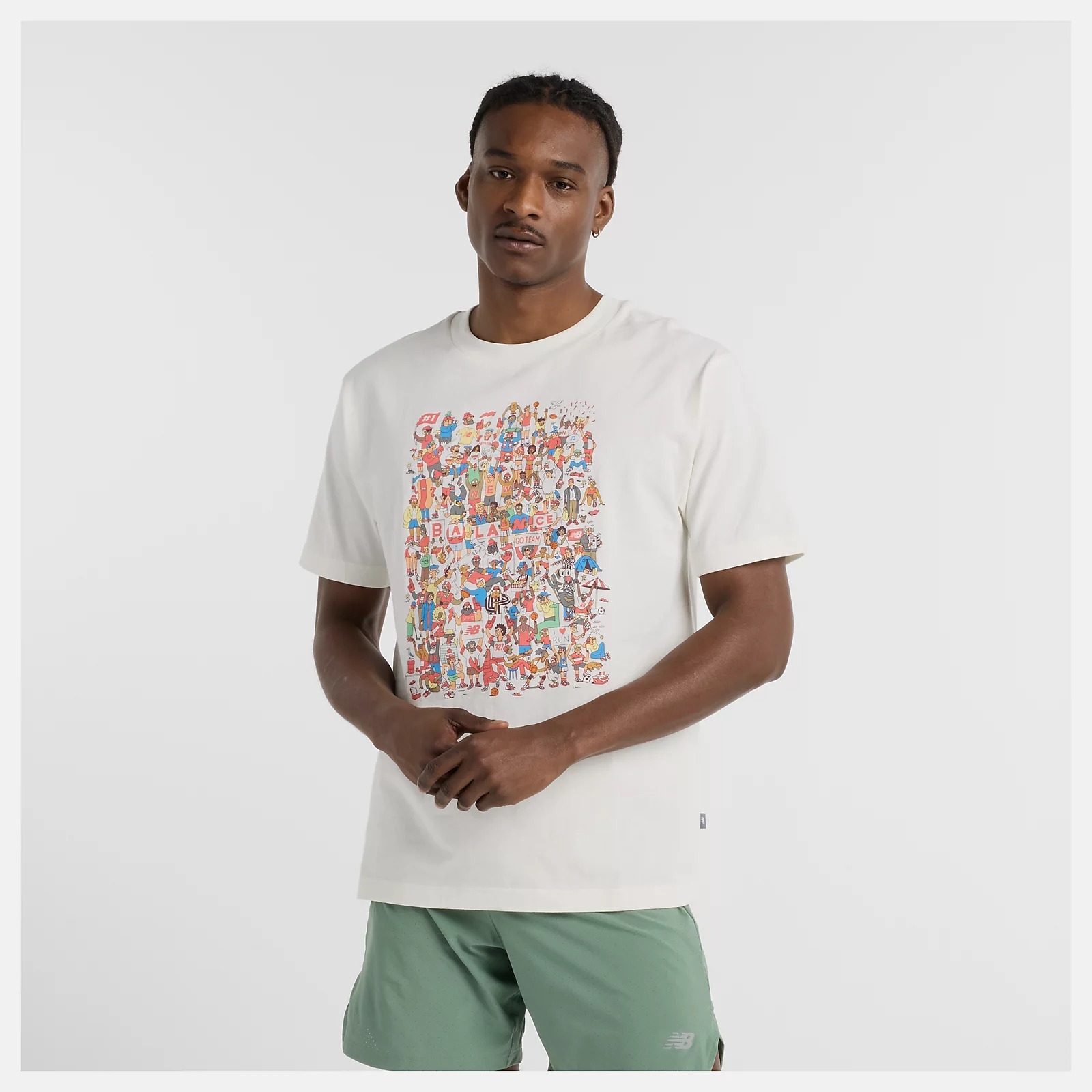 NEW BALANCE 短T NB 米白 運動會 棉質 短袖 男 MT51913SST