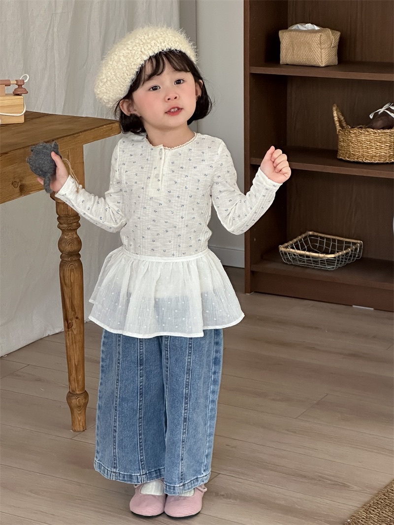 好拼接牛仔直筒褲