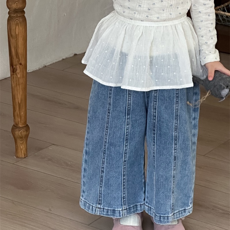 好拼接牛仔直筒褲