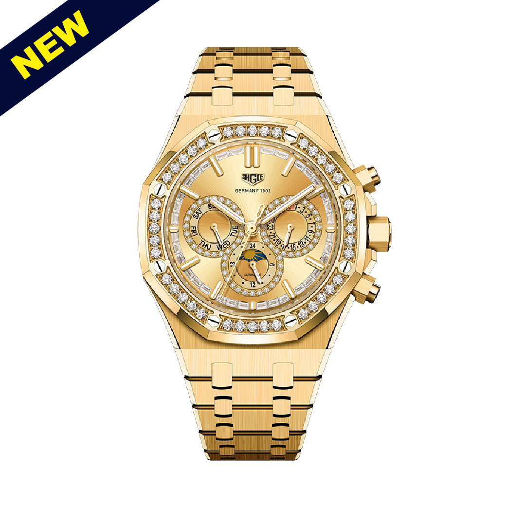 【SHGOS 羅格斯】SG-A47 皇家金騎系列 日月星辰 三眼 日期 夜光 機械 手錶