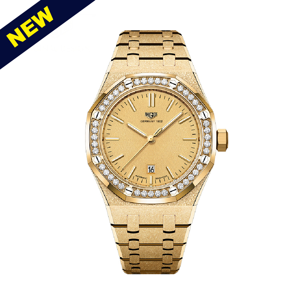 【SHGOS 羅格斯】SG-A36-2 皇家金橡樹系列 表面黃金 日期顯示 夜光 晶鑽 鏤空 機械 手錶