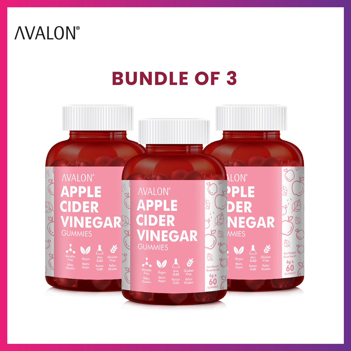 AVALON® Apple Cider Vinegar Gummies (60 gummies)